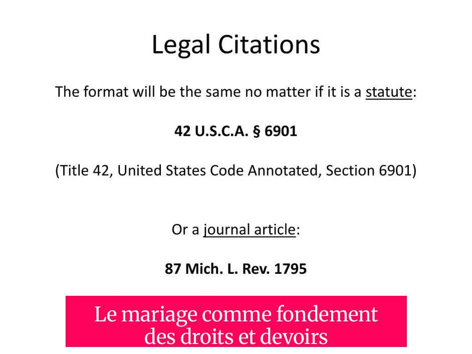 Le mariage comme fondement des droits et devoirs