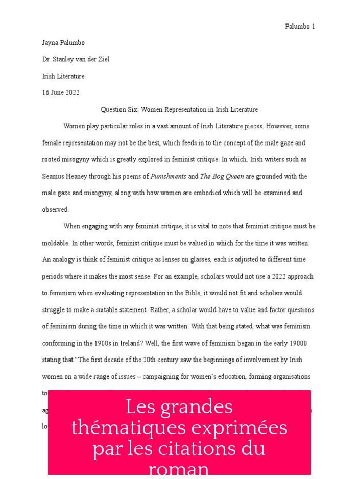 Les grandes thématiques exprimées par les citations du roman