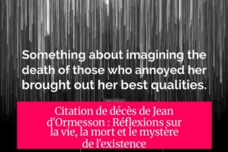 Citation de décès de Jean d'Ormesson : Réflexions sur la vie, la mort et le mystère de l'existence