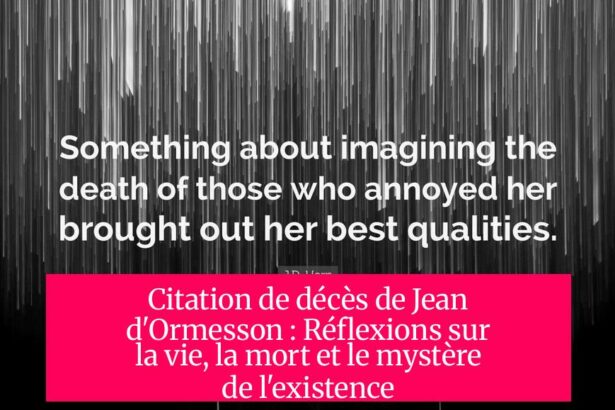 Citation de décès de Jean d'Ormesson : Réflexions sur la vie, la mort et le mystère de l'existence