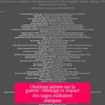 Citations latines sur la guerre : Héritage et impact des sages militaires antiques