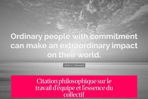 Citation philosophique sur le travail d'équipe et l'essence du collectif