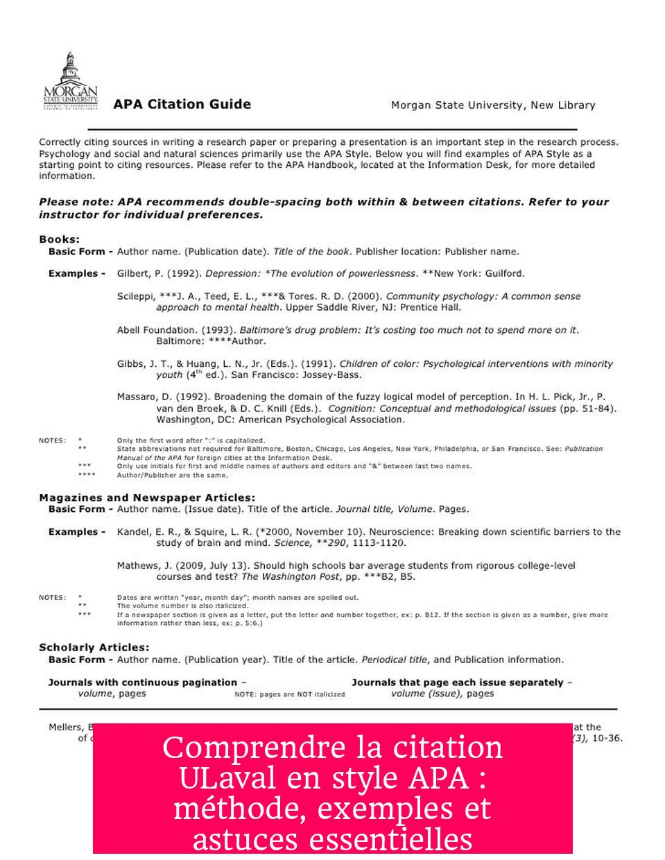 Comprendre la citation ULaval en style APA : méthode, exemples et astuces essentielles
