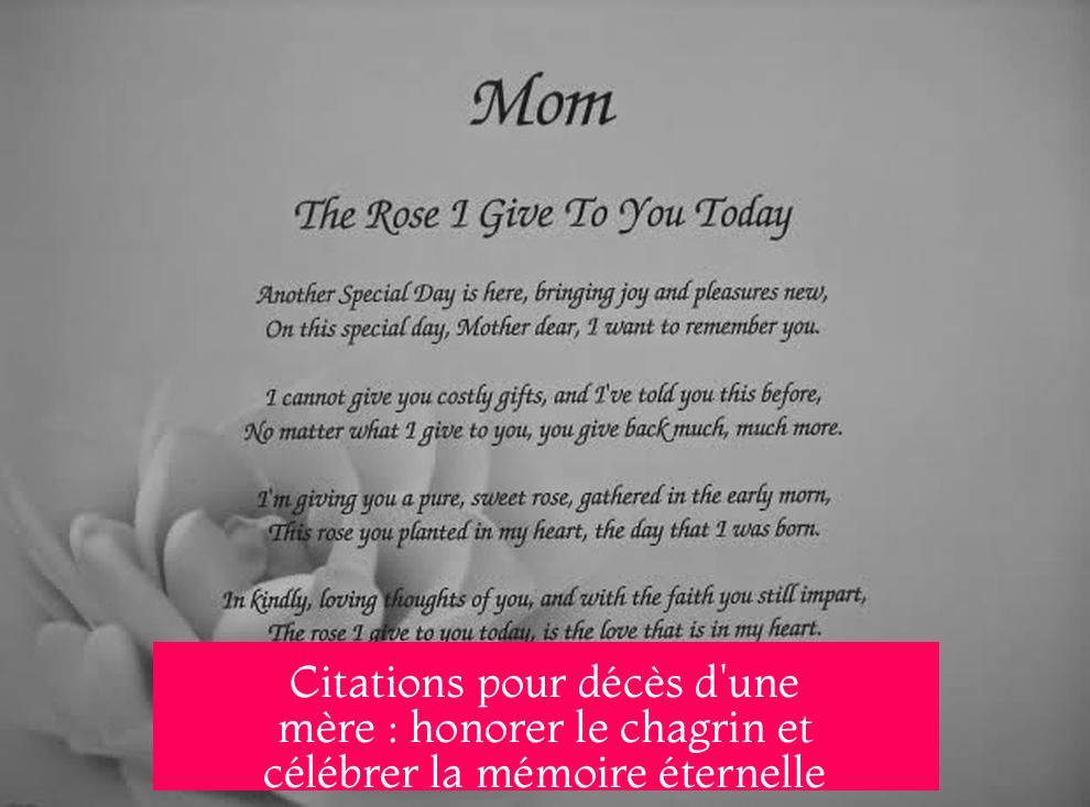 Citations pour décès d'une mère : honorer le chagrin et célébrer la mémoire éternelle