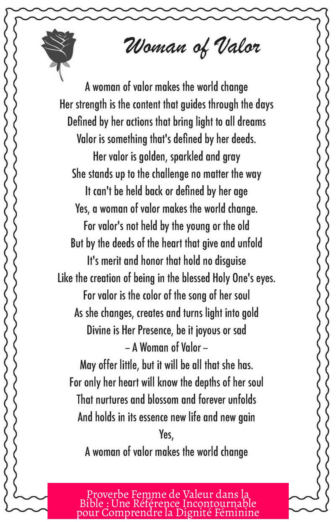 Proverbe Femme de Valeur dans la Bible : Une Référence Incontournable pour Comprendre la Dignité Féminine
