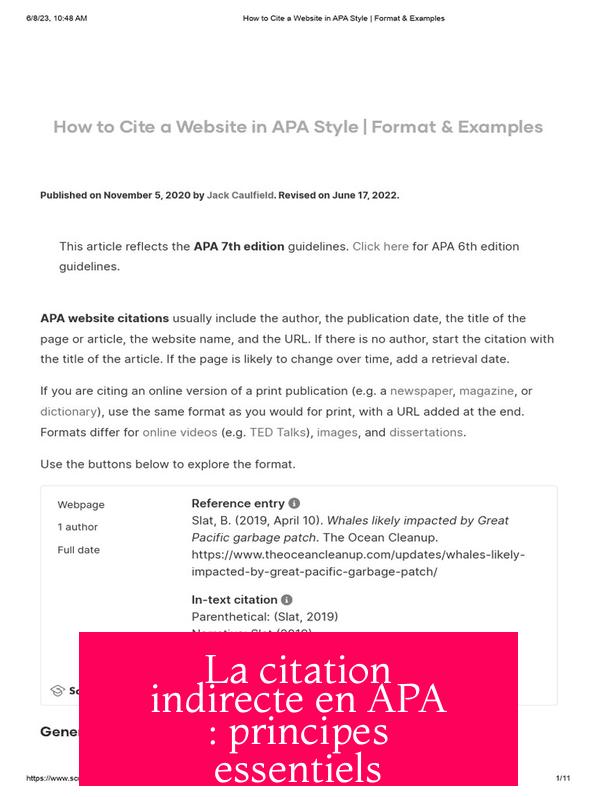 La citation indirecte en APA : principes essentiels