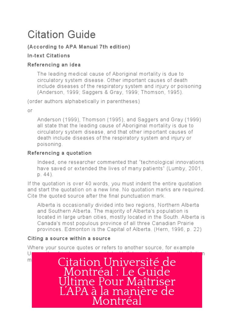 Citation Université de Montréal : Le Guide Ultime Pour Maîtriser L’APA à la manière de Montréal