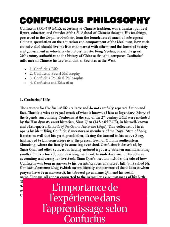 L'importance de l'expérience dans l'apprentissage selon Confucius