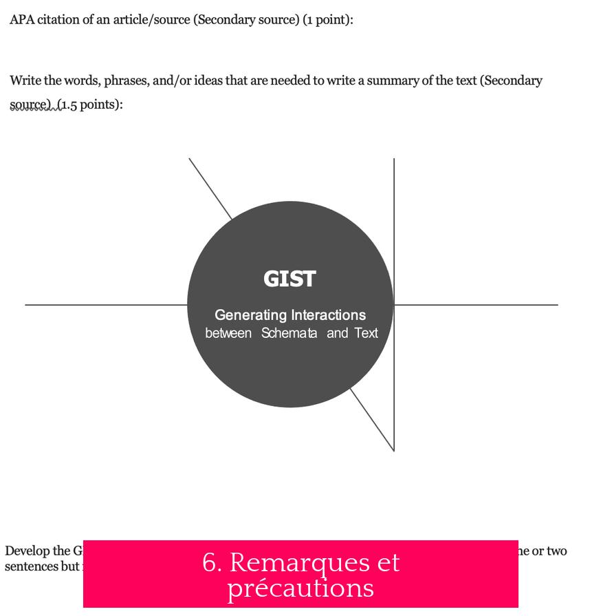 6. Remarques et précautions