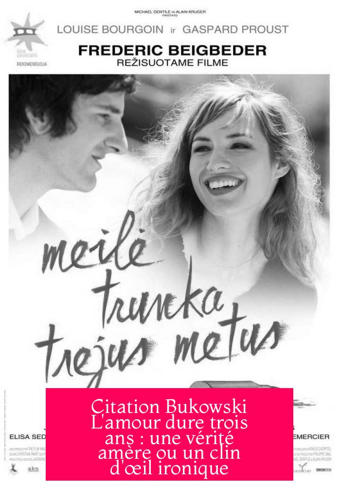 Citation Bukowski L'amour dure trois ans : une vérité amère ou un clin d'œil ironique ?