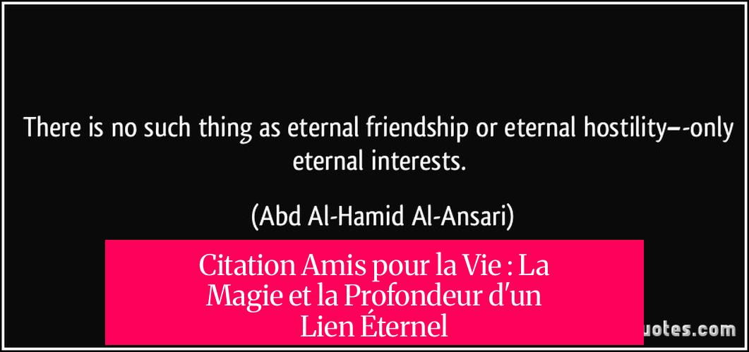 Citation Amis pour la Vie : La Magie et la Profondeur d'un Lien Éternel