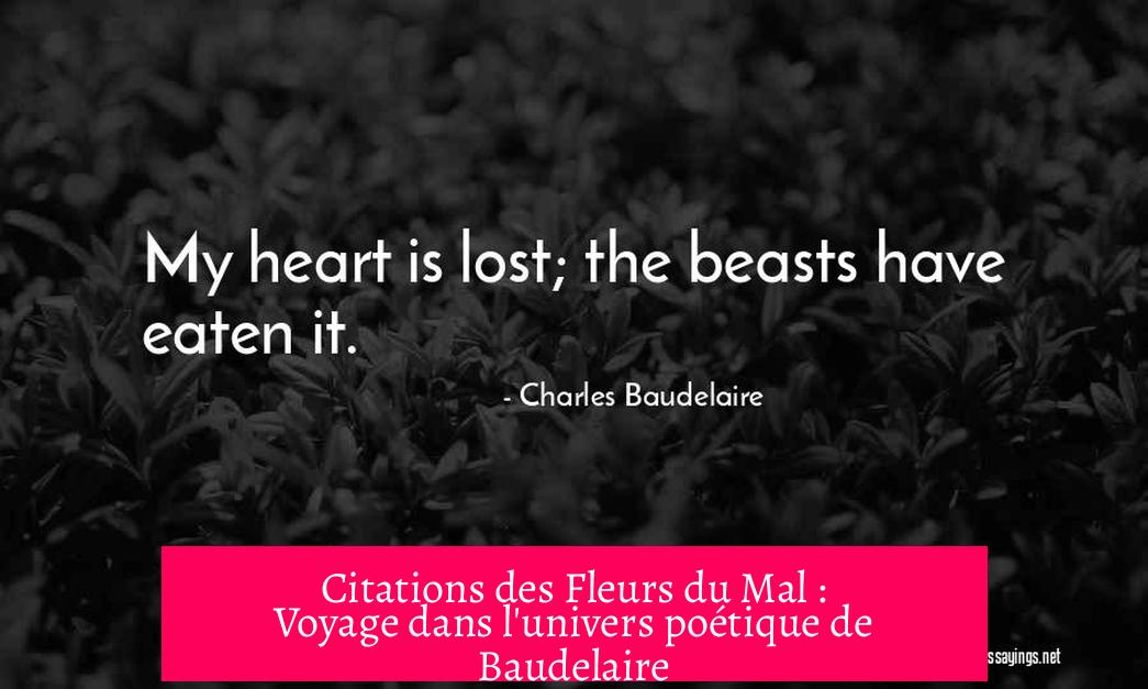 Citations des Fleurs du Mal : Voyage dans l'univers poétique de Baudelaire