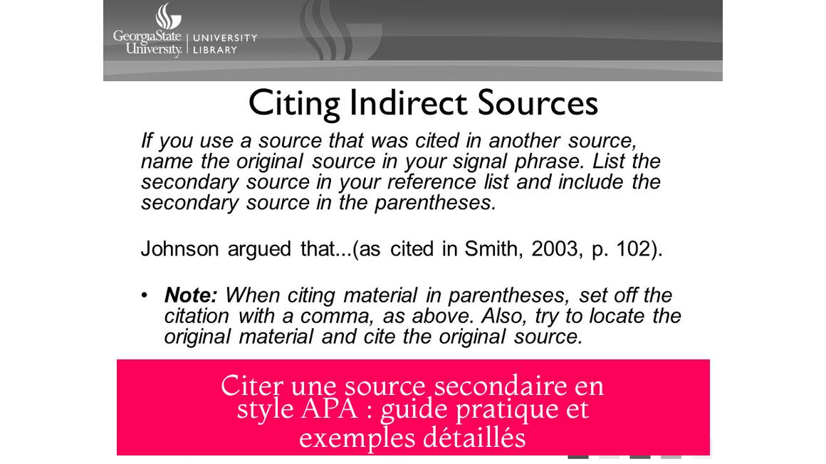 Citer une source secondaire en style APA : guide pratique et exemples détaillés