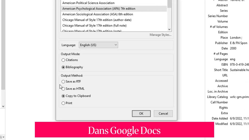 Dans Google Docs