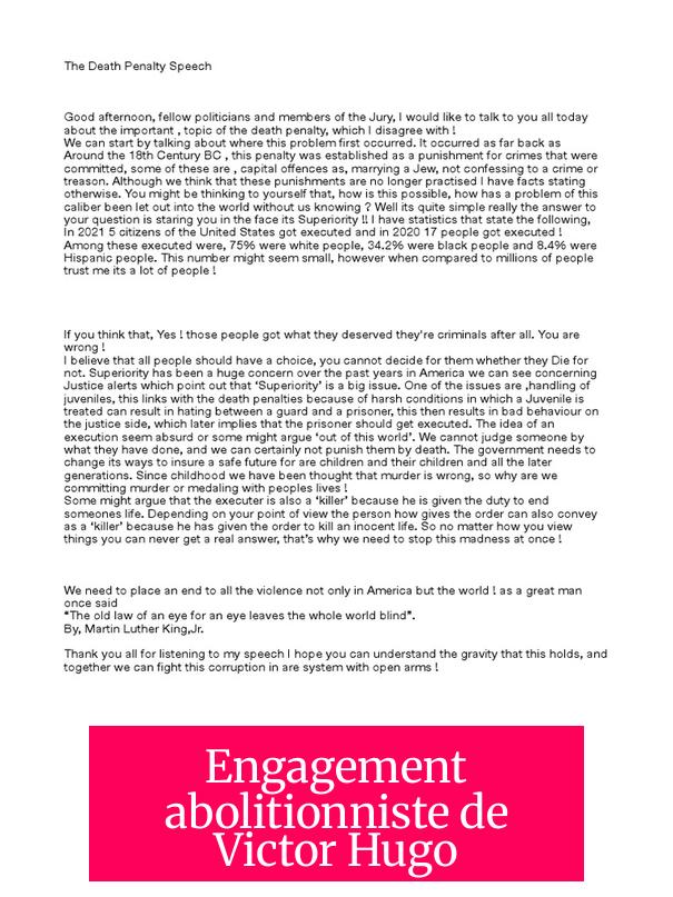 Engagement abolitionniste de Victor Hugo