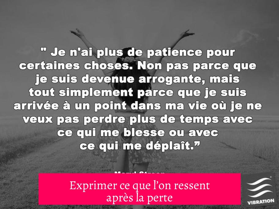 Exprimer ce que l’on ressent après la perte