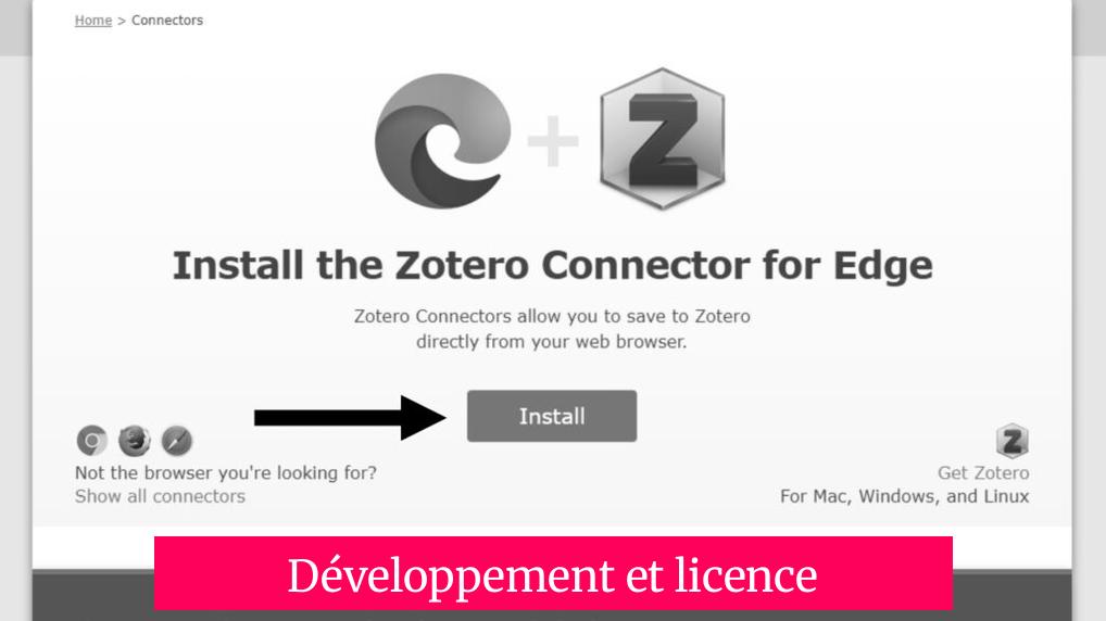 Développement et licence