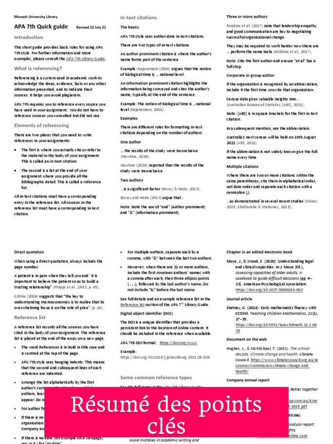 Résumé des points clés