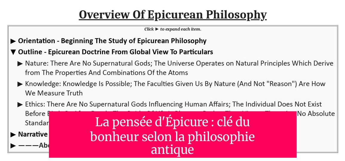 La pensée d'Épicure : clé du bonheur selon la philosophie antique