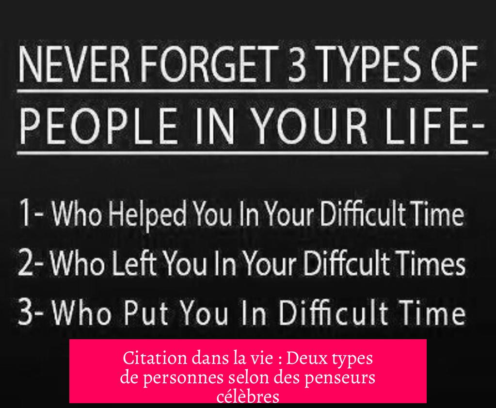 Citation dans la vie : Deux types de personnes selon des penseurs célèbres