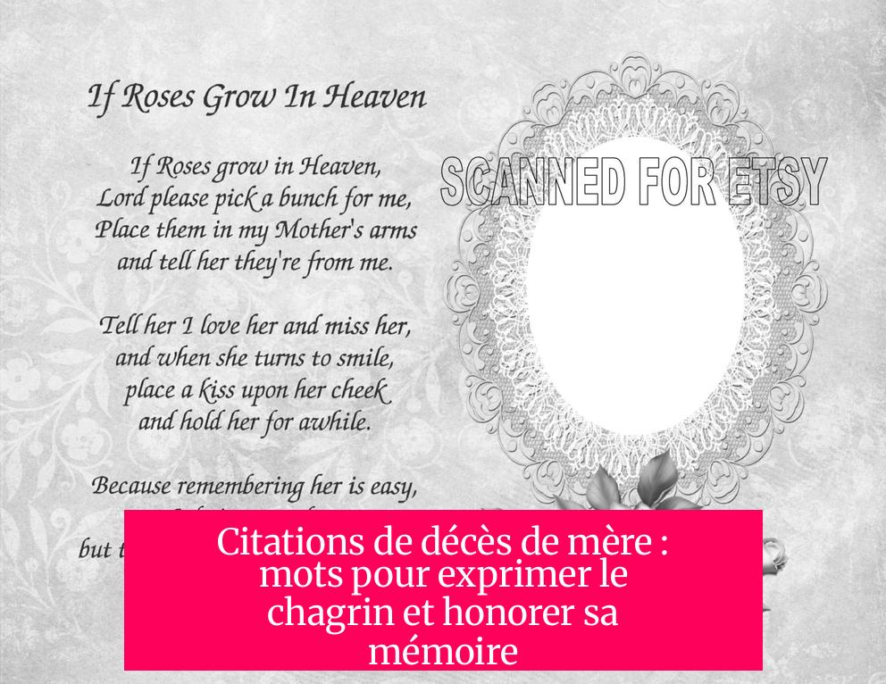 Citations de décès de mère : mots pour exprimer le chagrin et honorer sa mémoire