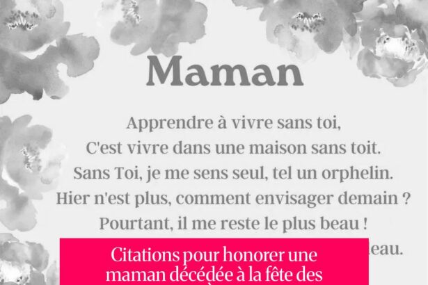 Citations pour honorer une maman décédée à la fête des mères