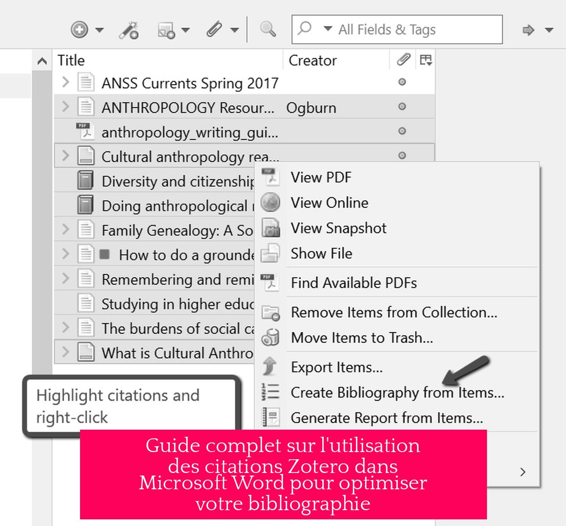 Guide complet sur l'utilisation des citations Zotero dans Microsoft Word pour optimiser votre bibliographie