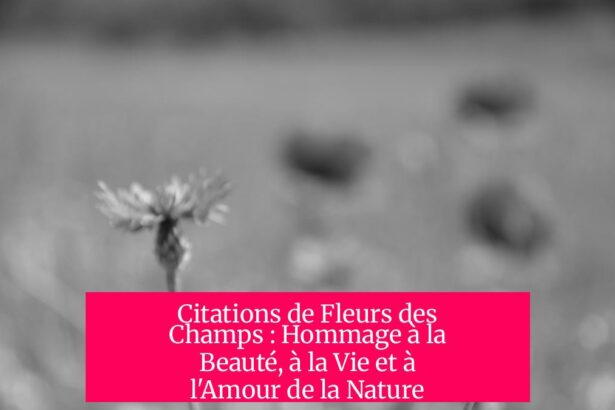 Citations de Fleurs des Champs : Hommage à la Beauté, à la Vie et à l'Amour de la Nature