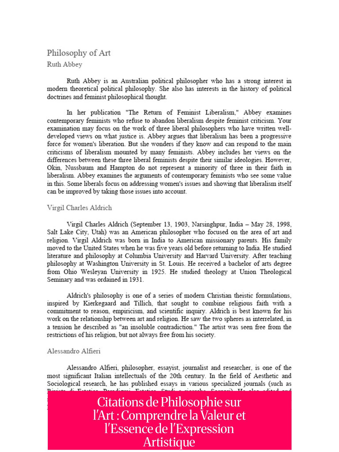 Citations de Philosophie sur l'Art : Comprendre la Valeur et l'Essence de l'Expression Artistique