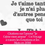 Citations sur l'amour "Je t'aime mon amour" : Un Voyage à travers les Émotions et les Mots en 2018