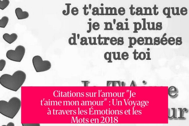 Citations sur l'amour "Je t'aime mon amour" : Un Voyage à travers les Émotions et les Mots en 2018