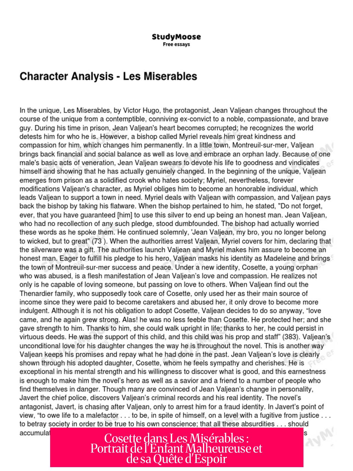 Cosette dans Les Misérables : Portrait de l'Enfant Malheureuse et de sa Quête d'Espoir