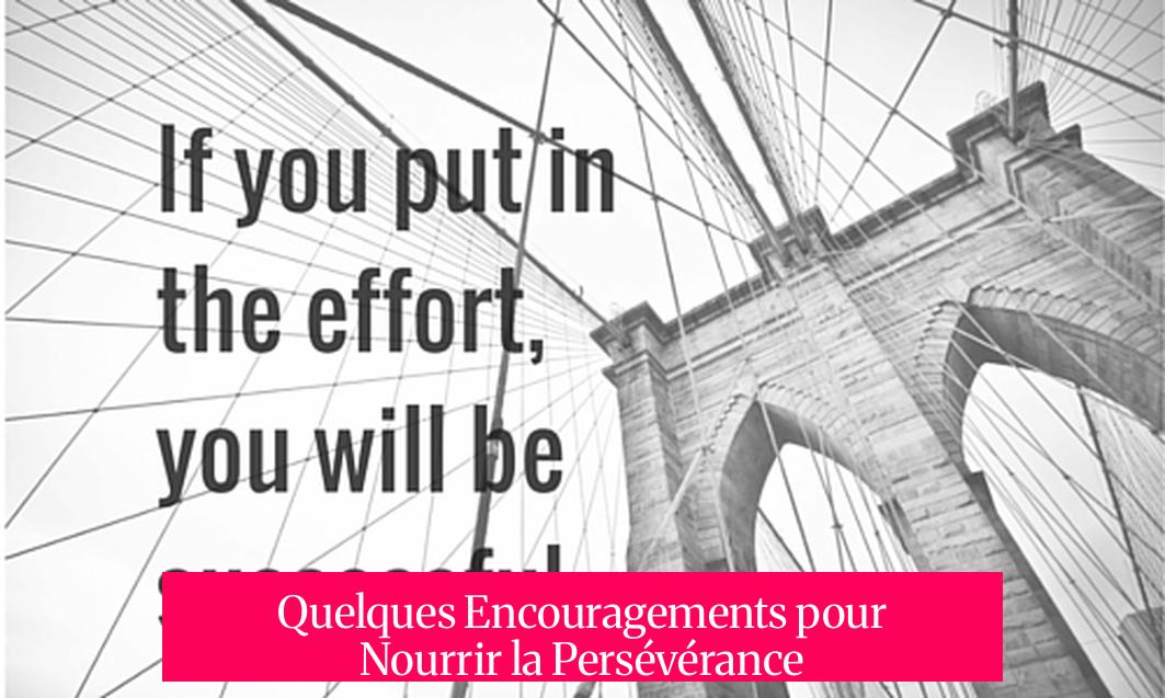 Quelques Encouragements pour Nourrir la Persévérance