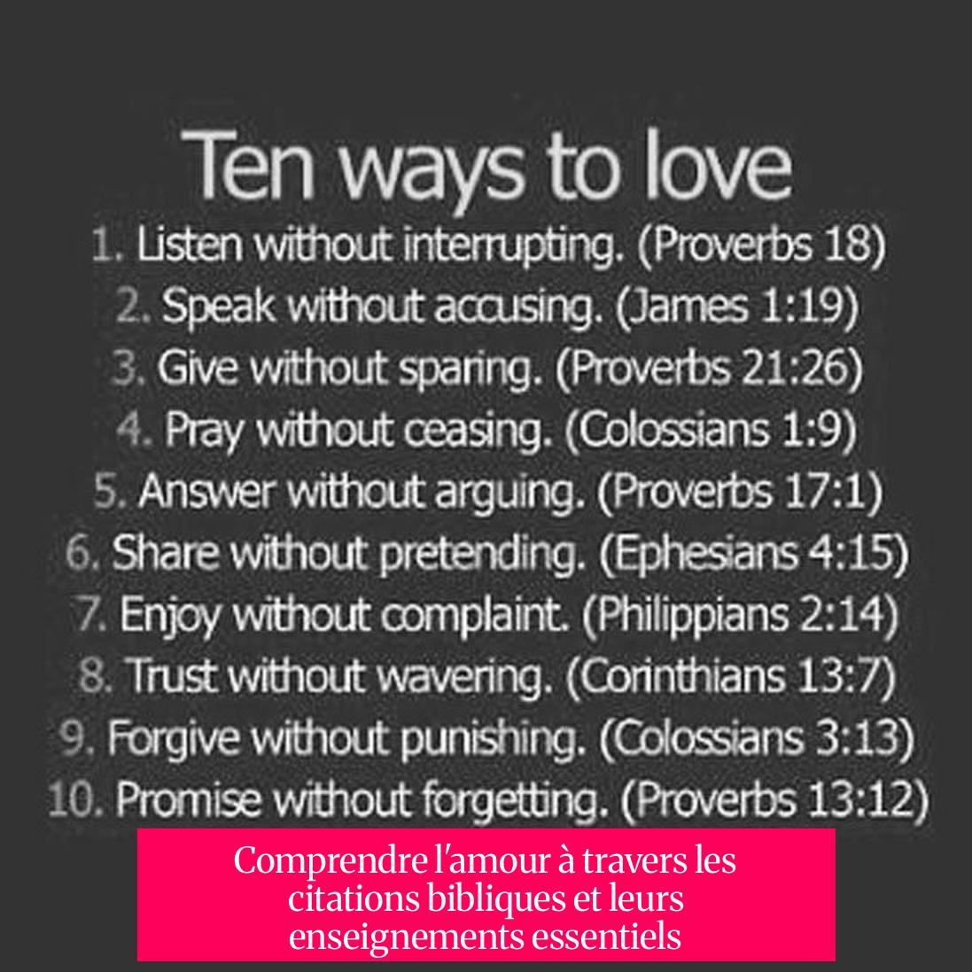 Comprendre l'amour à travers les citations bibliques et leurs enseignements essentiels