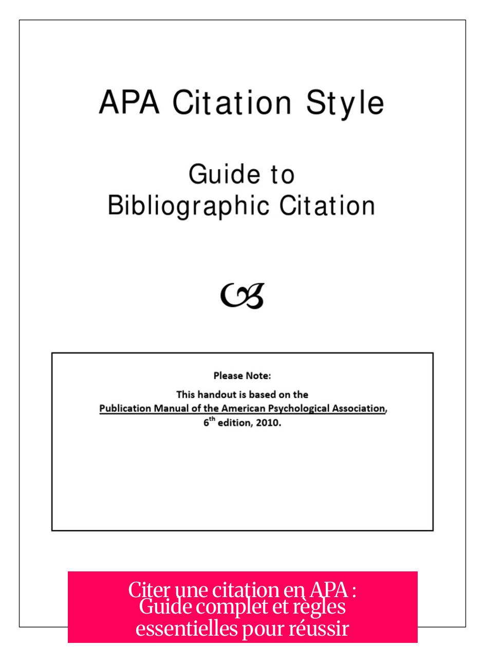 Citer une citation en APA : Guide complet et règles essentielles pour réussir