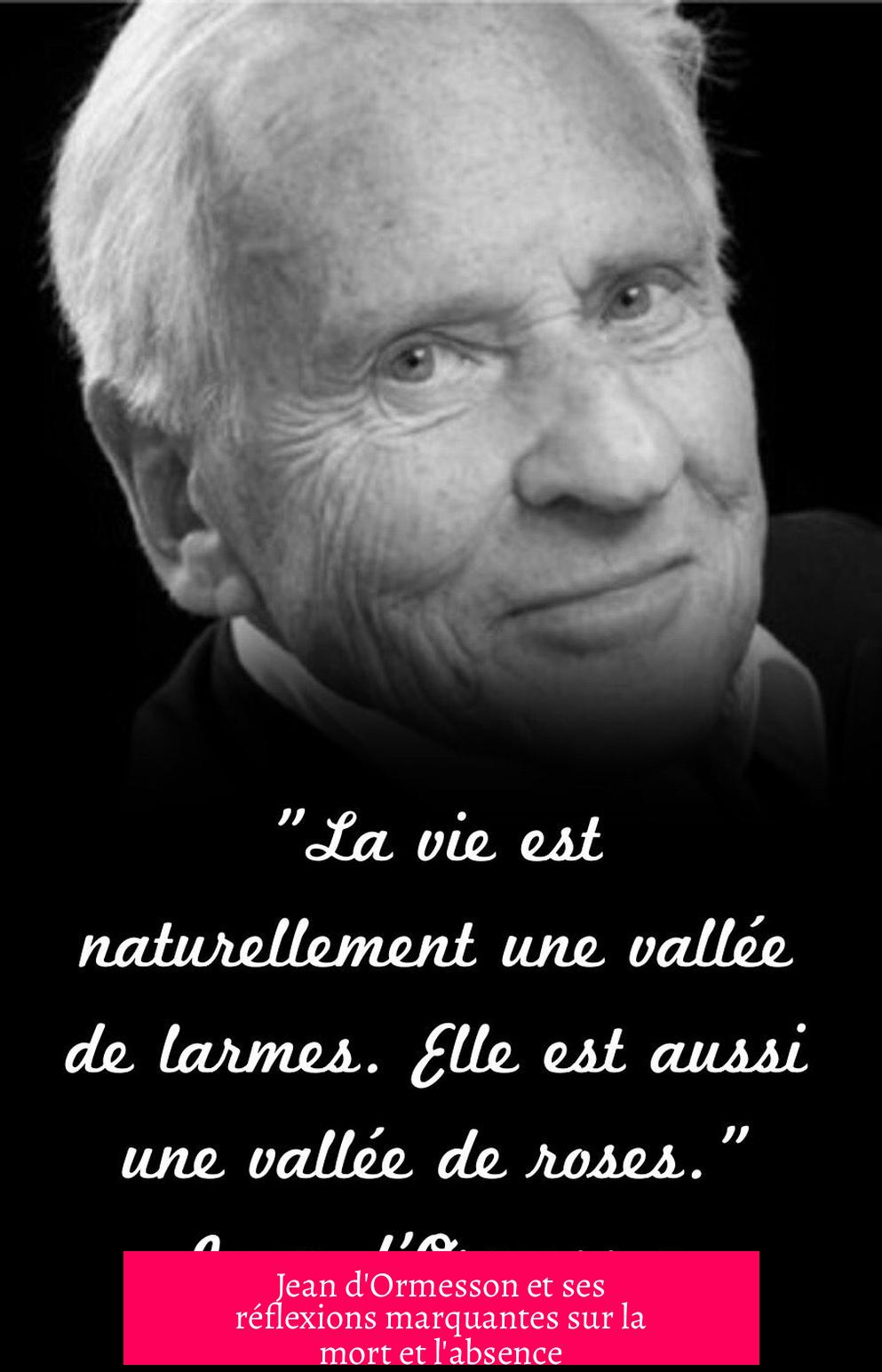 Jean d'Ormesson et ses réflexions marquantes sur la mort et l'absence