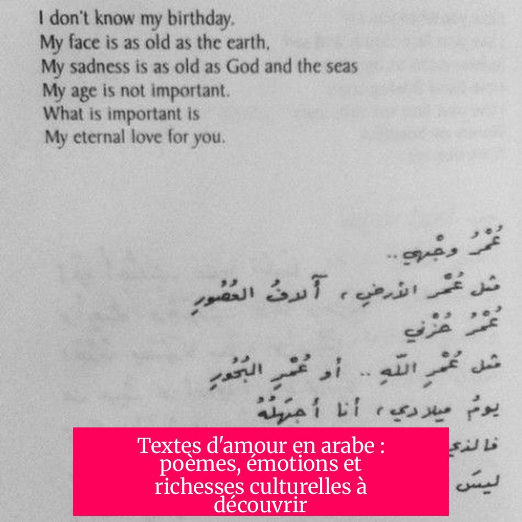 Textes d'amour en arabe : poèmes, émotions et richesses culturelles à découvrir