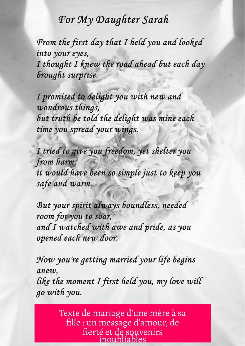 Texte de mariage d'une mère à sa fille : un message d'amour, de fierté et de souvenirs inoubliables