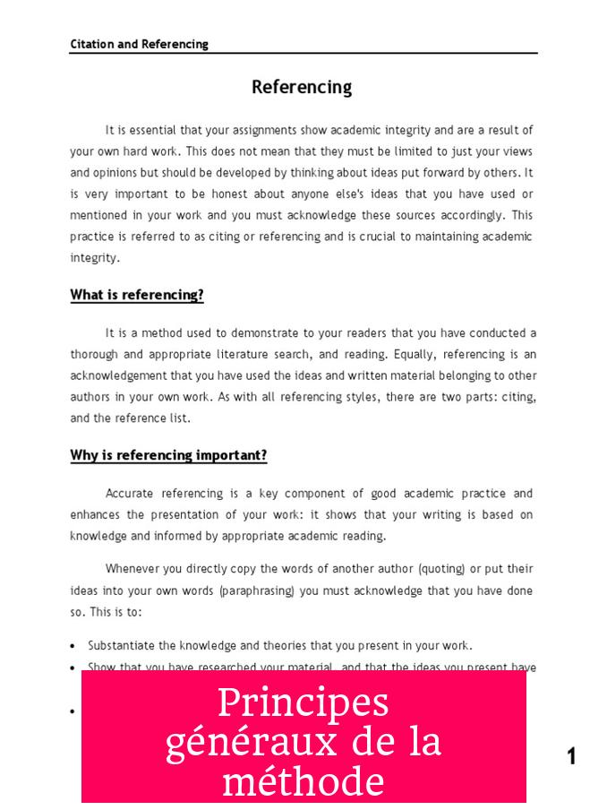 Principes généraux de la méthode
