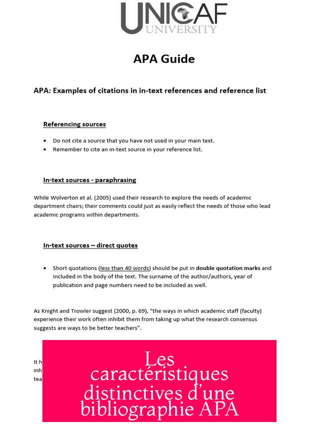 Les caractéristiques distinctives d’une bibliographie APA