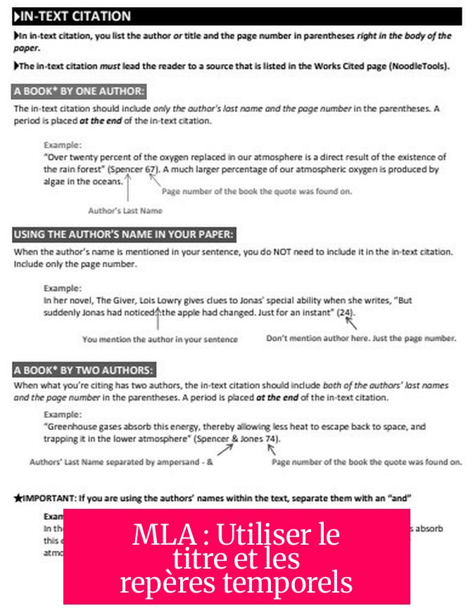 MLA : Utiliser le titre et les repères temporels