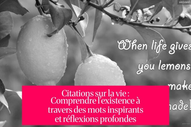 Citations sur la vie : Comprendre l'existence à travers des mots inspirants et réflexions profondes