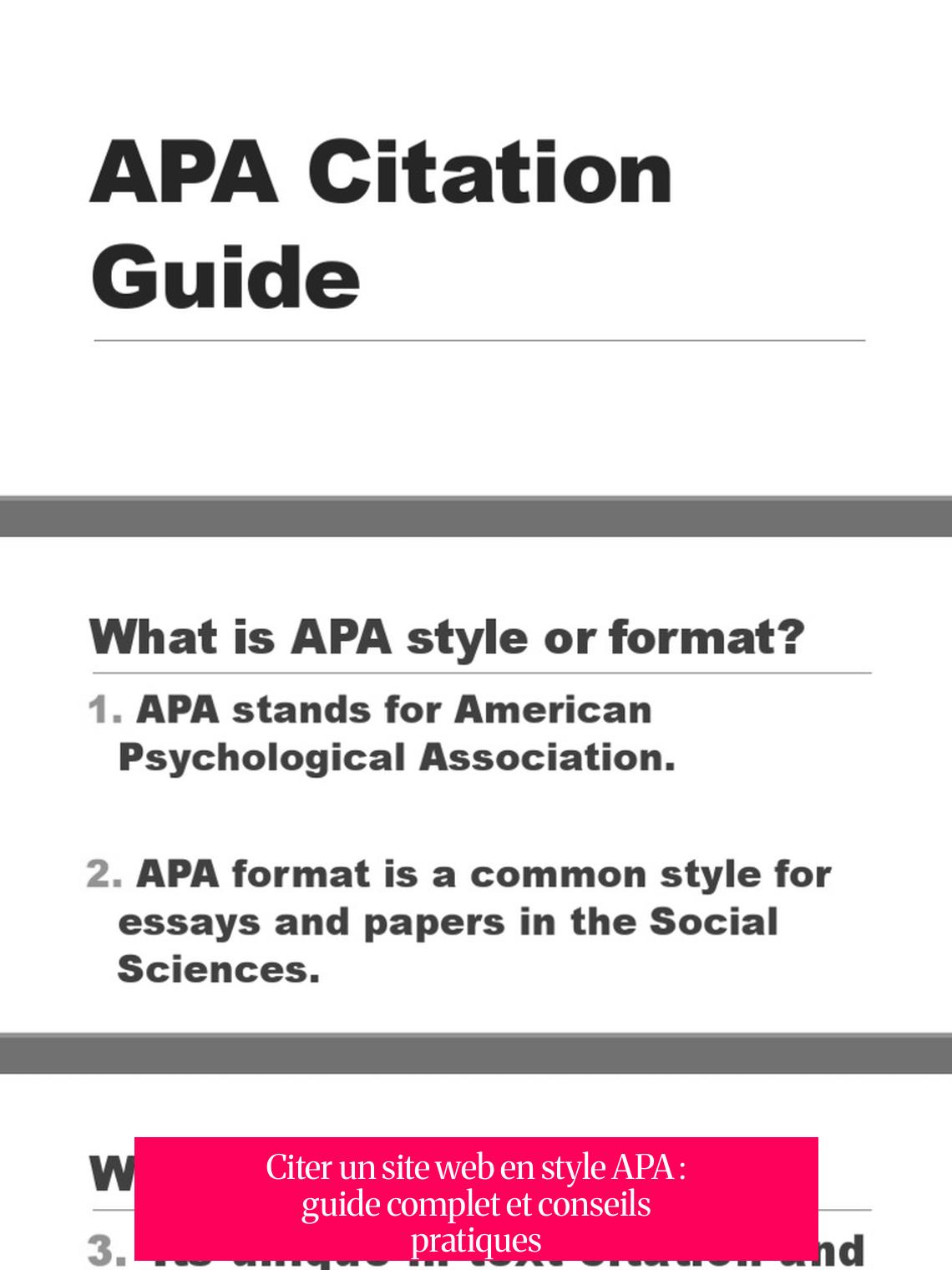 Citer un site web en style APA : guide complet et conseils pratiques
