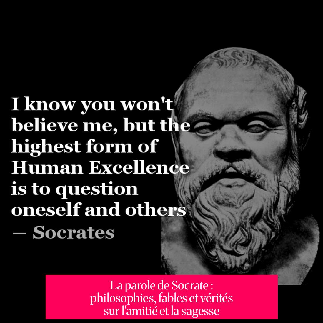 La parole de Socrate : philosophies, fables et vérités sur l'amitié et la sagesse