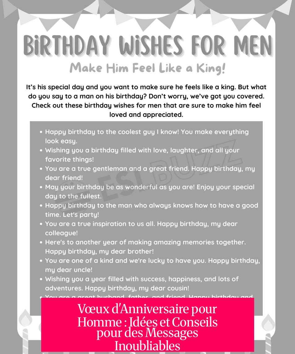 Vœux d'Anniversaire pour Homme : Idées et Conseils pour des Messages Inoubliables