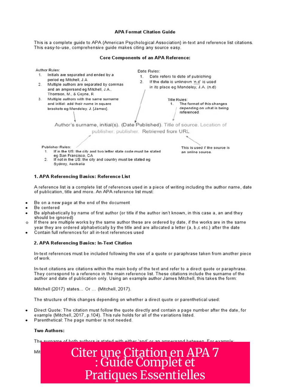 Citer une Citation en APA 7 : Guide Complet et Pratiques Essentielles